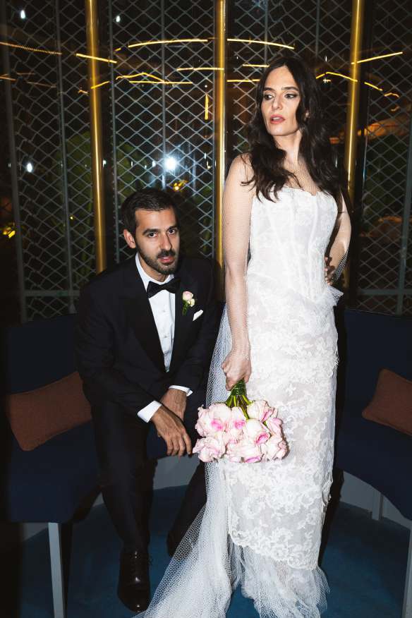 Elegant couple at their wedding celebration