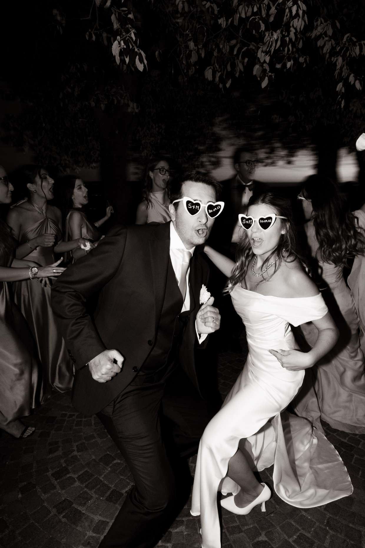 Newlyweds dancing at their wedding party